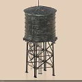 Industrial Water Tower With Tall Metal Support Structure And Steel Storage Tank