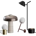 Modern Table Lamps With Mushroom Shade Marble Base And Spherical Bulb Design 3d model