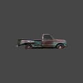 Vintage Rusted Truck With Blue Green Body And Worn Out Exterior Appearance