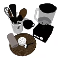 Daily Use Electrical Appliances Blender With Kitchen Utensils Mug Bowl On Woven Mat
