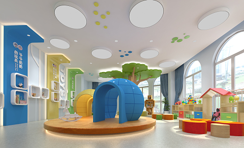 modern kindergarten campus culture 3d model