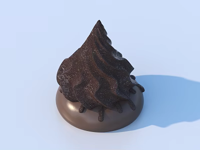 Rich Creamy Chocolate Dessert With Conical Swirl Top And Dripping Base 3d model