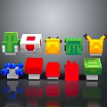 Pixel Art Style Various Colorful Block Characters And Creatures Collection 3d model