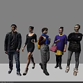 Stylish Group of People Wearing Trendy Clothing With Scarves And Handbags