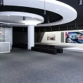 Modern HUAWEI Car Exhibition Hall Design With Reception Desk And Background Screen
