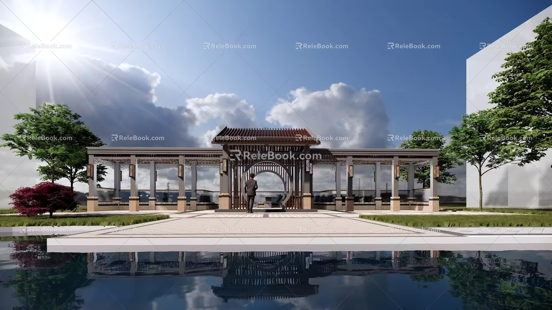 New Chinese Square Corridor 3d model