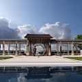 New Chinese Square Corridor 3d model