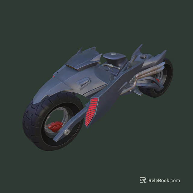 Futuristic Gray Motorcycle With Sleek Modern Design Red Accents And Large Tires 3d model 