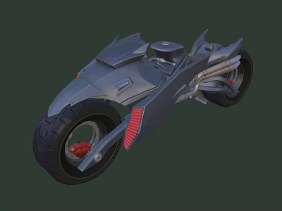 Futuristic Gray Motorcycle With Sleek Modern Design Red Accents And Large Tires 3d model
