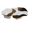 Elegant Modern Coffee Table Combination With Marble Tops And Gold Metal Frames 3d model
