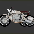 BMW Classic Motorcycle With Beige Body Red Seat And Shiny Exhaust