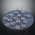 Circular Platform Structure With Multiple Vertical Stands And Circular Bases 3d model