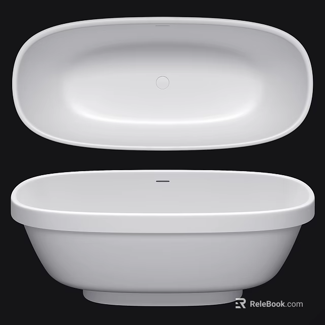 Modern White Oval Freestanding Bathtub Design With Smooth Surface And Clean Lines 3d model 
