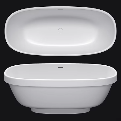 Modern White Oval Freestanding Bathtub Design With Smooth Surface And Clean Lines 3d model