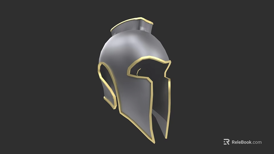 Ancient Spartan Style Silver Helmet With Gold Accents And Classic Design 3d model 
