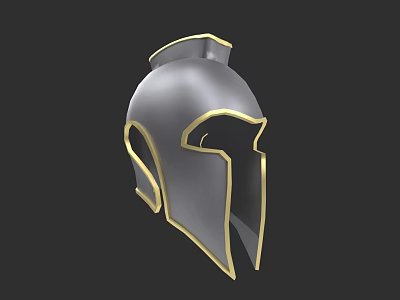 Ancient Spartan Style Silver Helmet With Gold Accents And Classic Design 3d model