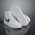 Stylish White High Top Sneakers With Black Nike Logo And White Sole