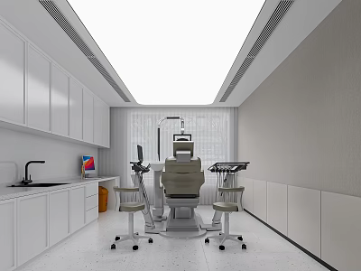 Modern Hospital Clinic Interior With Medical Equipment And White Cabinets 3d model
