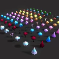 Colorful 3D Plant Models With Mushrooms Tree Shapes And Vibrant Varied Colors