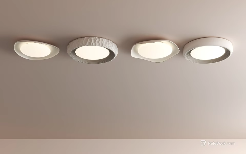 Modern Ceiling Lights With Various Designs Mounted On Ceiling 3d model 