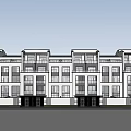 Modern Townhouse Exterior Design With Glass Windows Balconies And Swimming Pool
