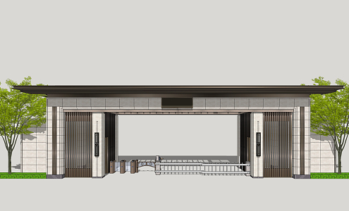 new chinese style gate 3d model