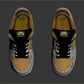 Stylish Casual Sneakers with Orange Green Black Color Block Leopard Print Pattern and Nike Logo
