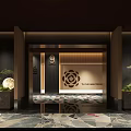 Elevator Lobby on Hotel Floor 9 Featuring Floral Pattern and Geometric Flooring 3d model