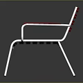 Red and White Metal Frame Leisure Chair with Striped Seat and Backrest