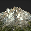 Snowy Mountain Terrain With Towering Peaks Snow Covered Rocks And Green Vegetation