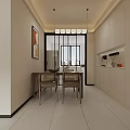 Modern Dining Living Room Interior With Dining Table Chairs Cabinets And Pendant Lights
