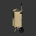 Beige Suitcase with Telescopic Handle and Wheels Top Pockets and Front Compartment Modern Luggage Design