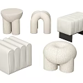 Sofa stool low stool combination 3d model