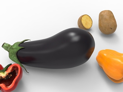 Eggplant green pepper potato 3d model