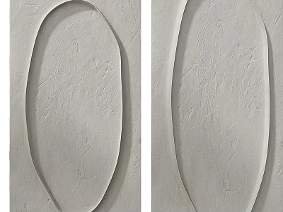 Minimalist Light Gray Textured Wall Decor With Oval Shapes 3d model