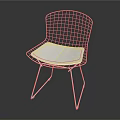 Modern White Metal Wire Frame Leisure Chair With White Cushion And Minimalist Design