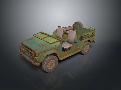 Vintage Green Military Tank With Seats And Detailed Exterior Design On 3d model