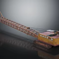 Yellow Crawler Crane Featuring Red Truss Boom And Heavy Duty Industrial Design