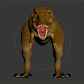 Standing Brown T Rex Dinosaur Character Model With Open Mouth And Sharp Teeth 3d model
