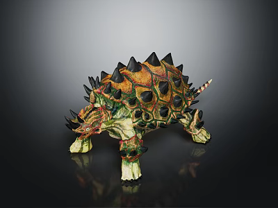 Colorful Ankylosaurus Dinosaur Model With Spiked Armor And Detailed Tail Club 3d model