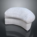 Modern White Striped Upholstered Ottoman With Curved Shape And Two Tier Structure 3d model