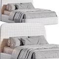 Modern Double Bed Interior Design With Upholstered Headboard Soft Pillows And Cozy Throw Blanket