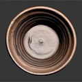 Handcrafted Rustic Terracotta Pot With Striped Design And Smooth Rim