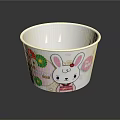 Cute White Paper Cup With Cartoon Rabbit And Colorful Flower Decorations