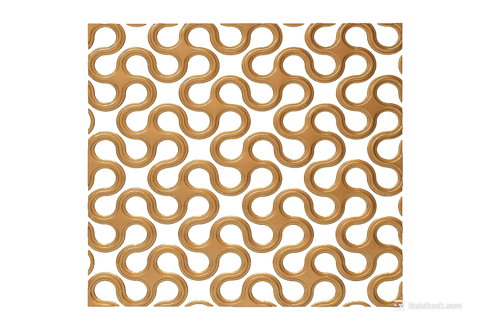 Elegant Modern Decorative Partition With Golden Geometric Pattern And White Background 3d model 