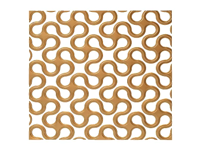 Elegant Modern Decorative Partition With Golden Geometric Pattern And White Background 3d model