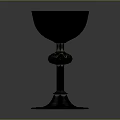 Metallic Goblet With Tall Stem Decorative Square Base And Ornate Design