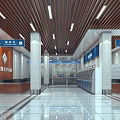 Modern Government Service Hall Interior Featuring Service Counters Marble Flooring And Wooden Ceiling