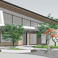 Visitor Center Featuring Modern Architectural Design Large Windows Surrounding Trees And Landscape Elements