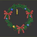 Festive Green Evergreen Foliage Christmas Wreath With Red Bows And Colorful Balls